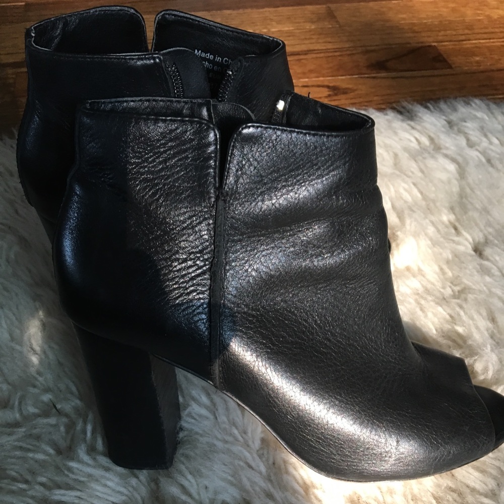 H&M premium black peep toe booties